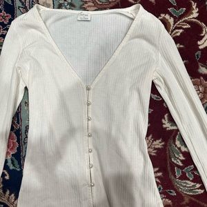 ARITZIA WILFRED Pearl Ribbed Cardigan 🤍